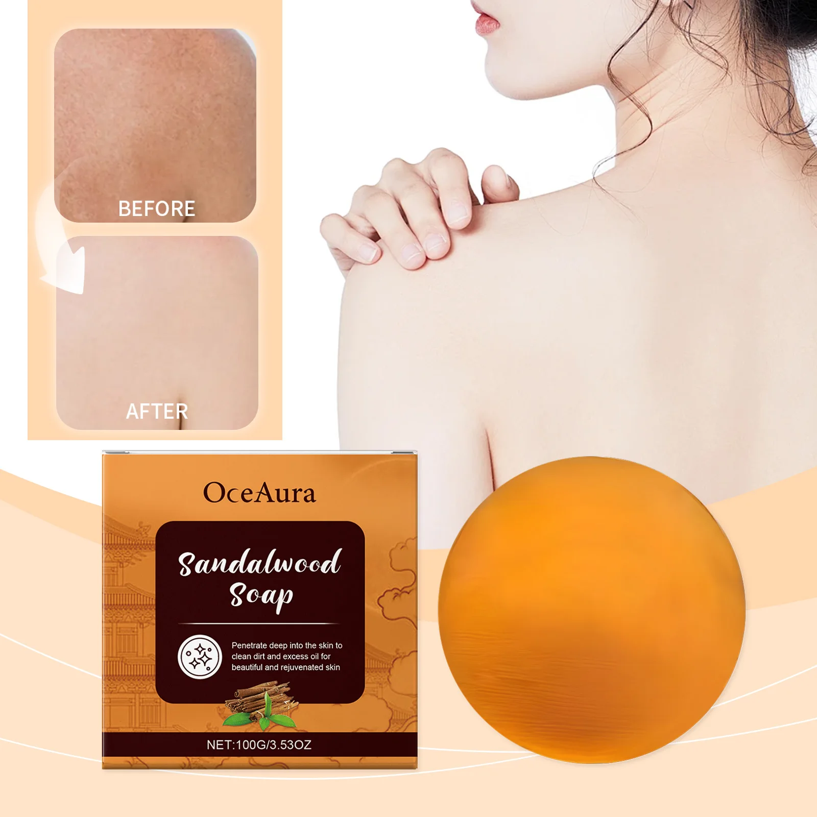 

Мыло для ванны и лица OceAura Sandalwood Oil Control — масло оливкового и ши, насыщенный пень, нежное очищение, стойкий аромат