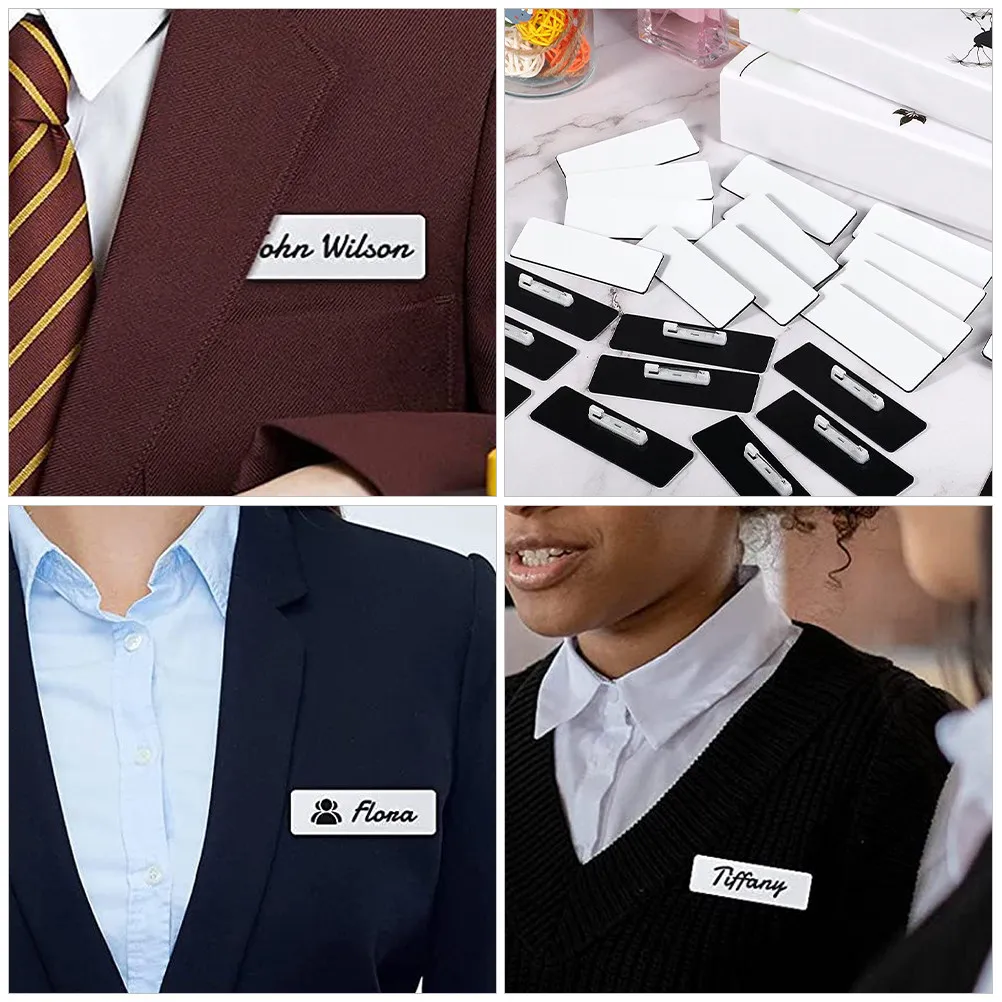 16Pcs Metal Customizable Blank Name Badges Reusable For Name Tags For School Office Worker Board Pins Compact