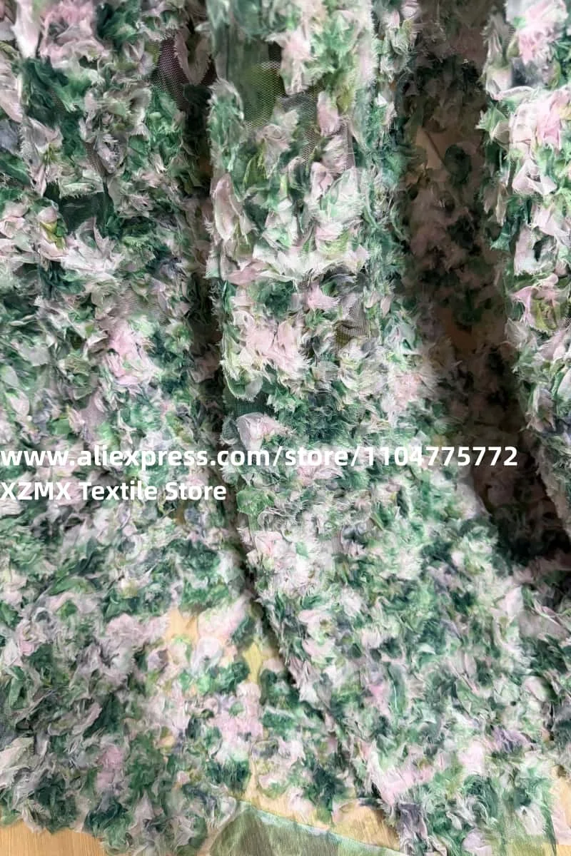 3D Hand-cut Flower Mesh Fabric,Ruffled Tulle Floral Lace,Soft Petal Fabric For Wedding Gown & Decoration Crafts