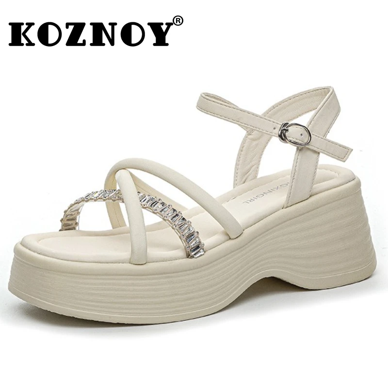 

Fujin 7 см кожаные сандалии из искусственной микрофибры 2025 г., модные сандалии на танкетке на плоской подошве с пряжкой, высококачественные брендовые тапочки на плоской подошве, женская обувь без шнуровки