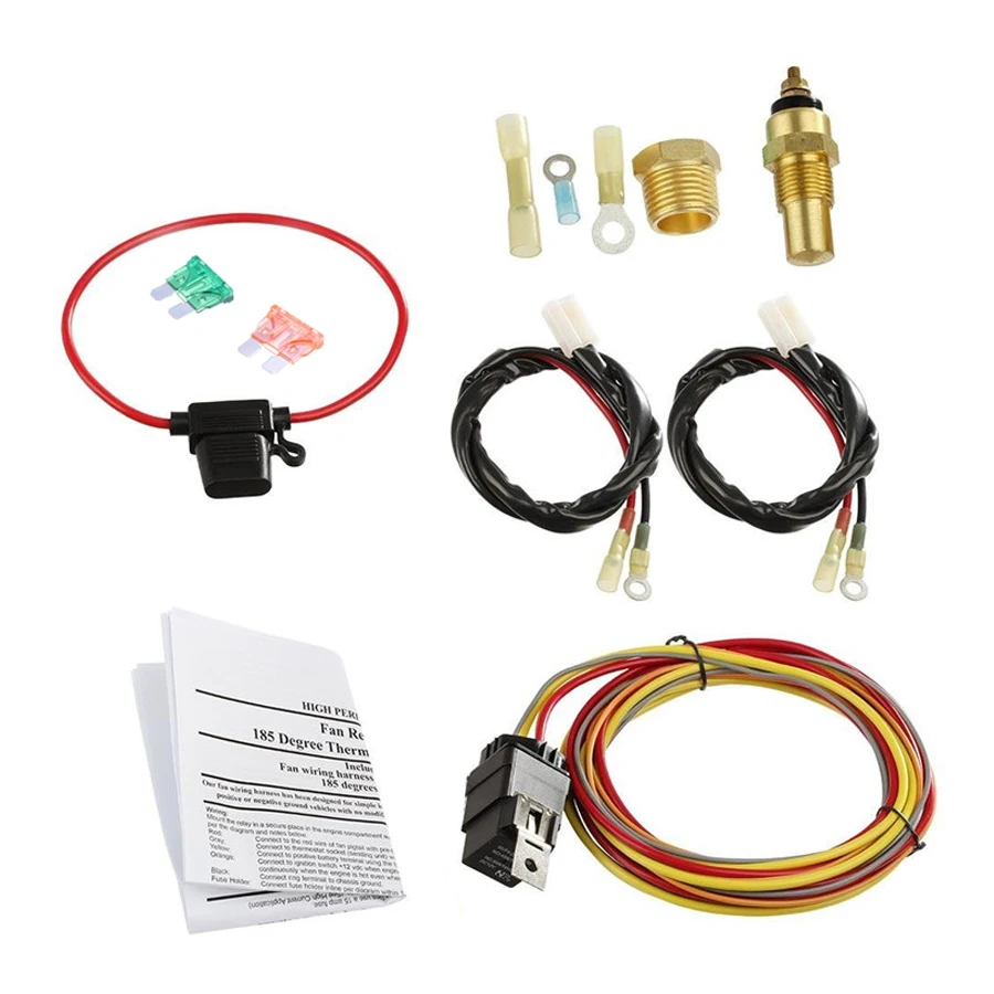 12V Electric Fan Wiring Harness Kit With 40Amp Relay fuse block For single fan setups