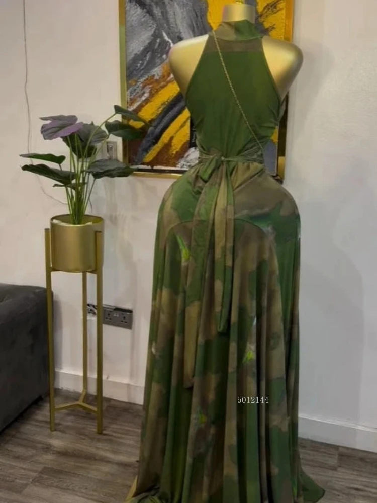 Elegancka sukienka maxi na jesień 2026, damska, bez rękawów, z okrągłym dekoltem, z nadrukiem, o kroju syreny, długa, koktajlowa, wieczorowa, urodzinowa, plażowa, seksowna, na imprezę nocną.