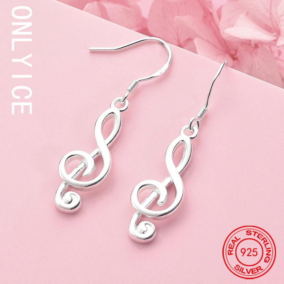

New Noble 925 Sterling Silver Romantic Music Note Drop Earrings Holiday Gifts Fashion Party Wedding Jewelry