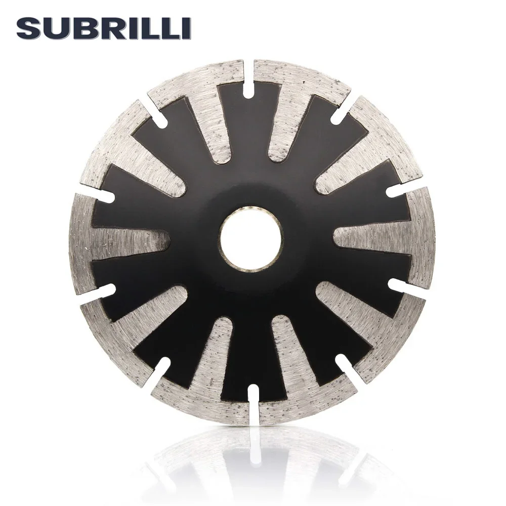 Subrilli 125mm disco de diamante curvo granito concreto serra circular 5 "forma arco seco molhado disco de corte com t dentes protetores
