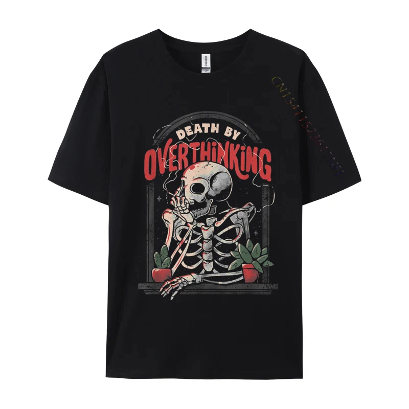 

Funny Death By Overthinking Halloween Costume Summer T Shirt Premium Cotton Adult Tshirts T-Shirt Graphic Wholesale