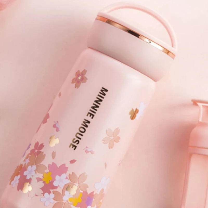 Sakura Pink Girls Thermos Cup Drop Resistant 316 Stainless Steel Fine Pore Filter Screen Adult Straight Drink Bottle Portable