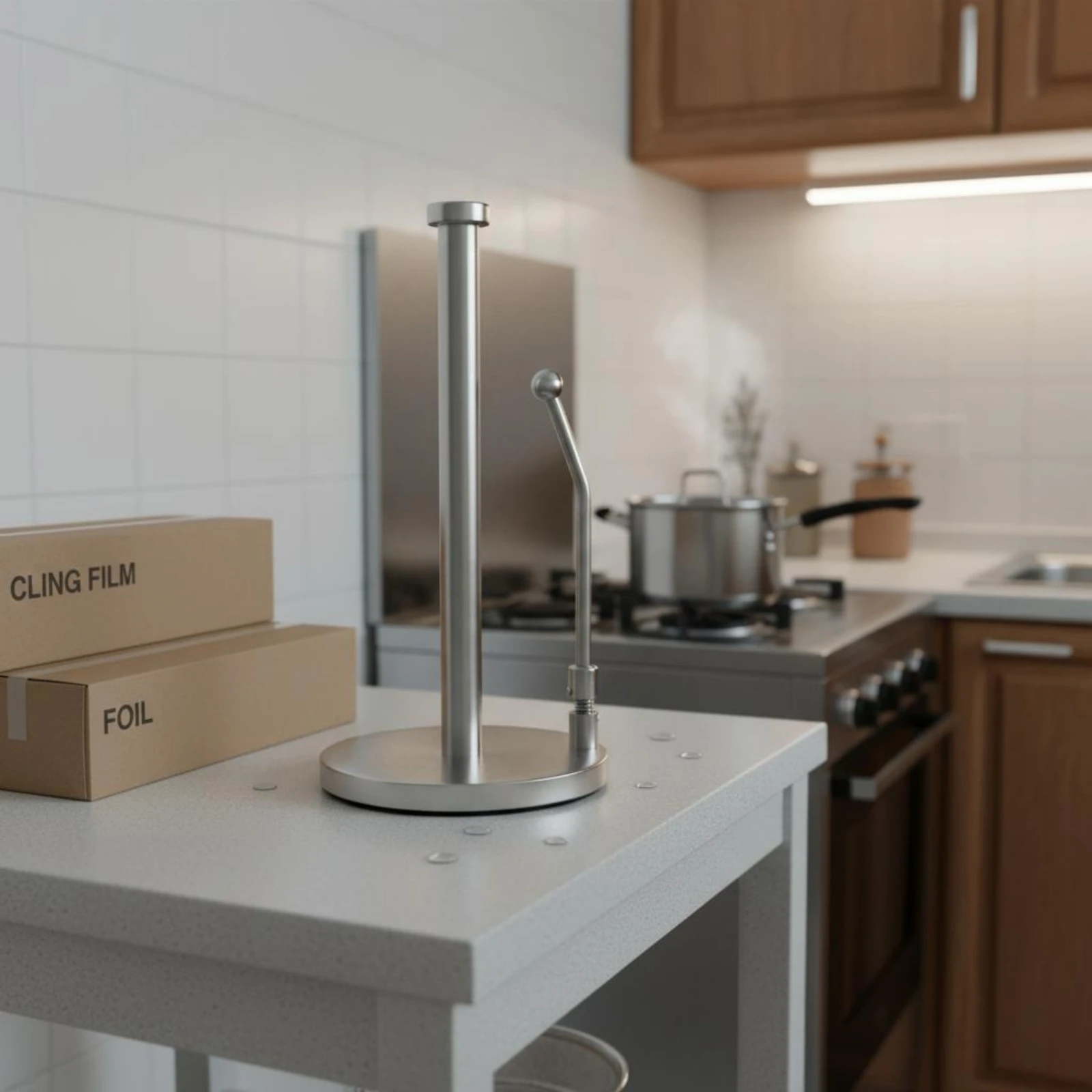 

Stainless Steel Paper Towel Stand Weighted Base Freestanding Paper Towel Holder for Bathroom