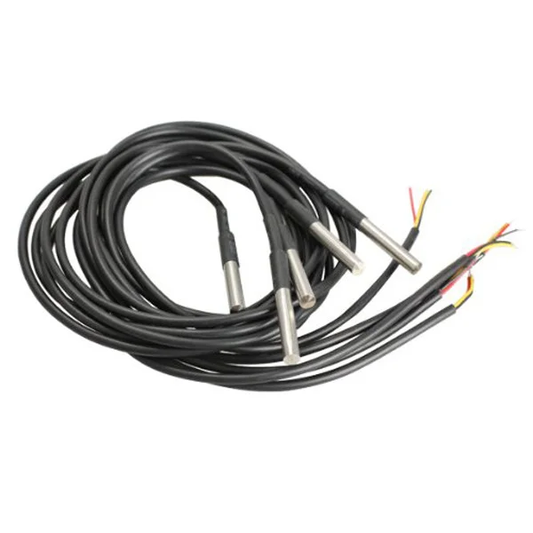 

5Pcs Waterproof Temperature Sensors Stainless Steel 3. -5.5V 9-12 Bits Resolution Black Temperature Sensor