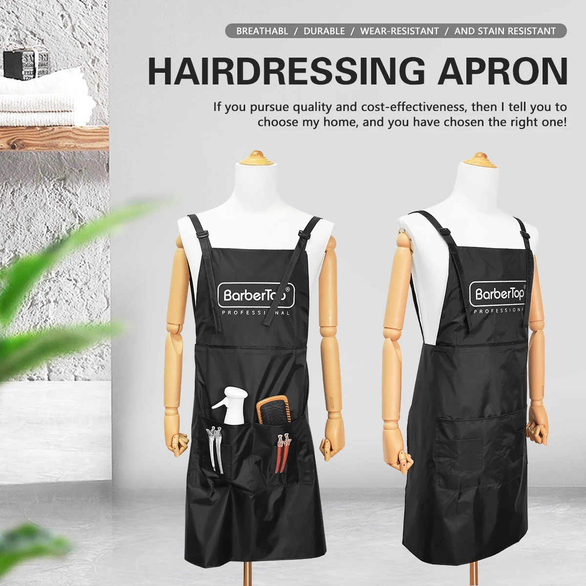 Barbershop Waterproof Barber Aprons Hairdresser Kitchen Uniform Salon Cloth Storage Pocket Apron