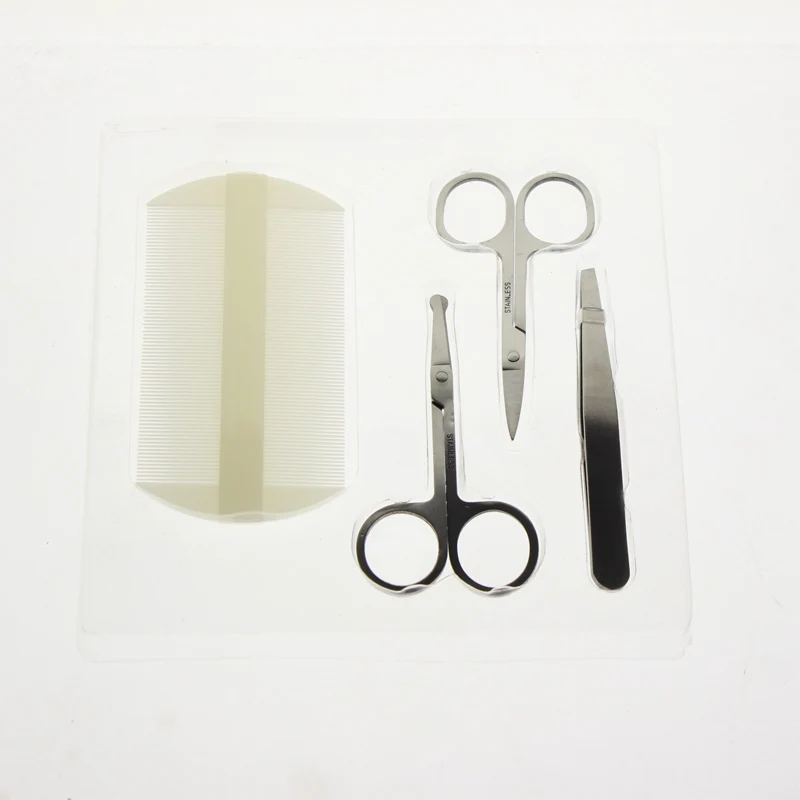 Men's 4-in-1 Travel Home Kit with Comb Scissors Tweezers Portable Multi-tool Grooming Set for Daily Use