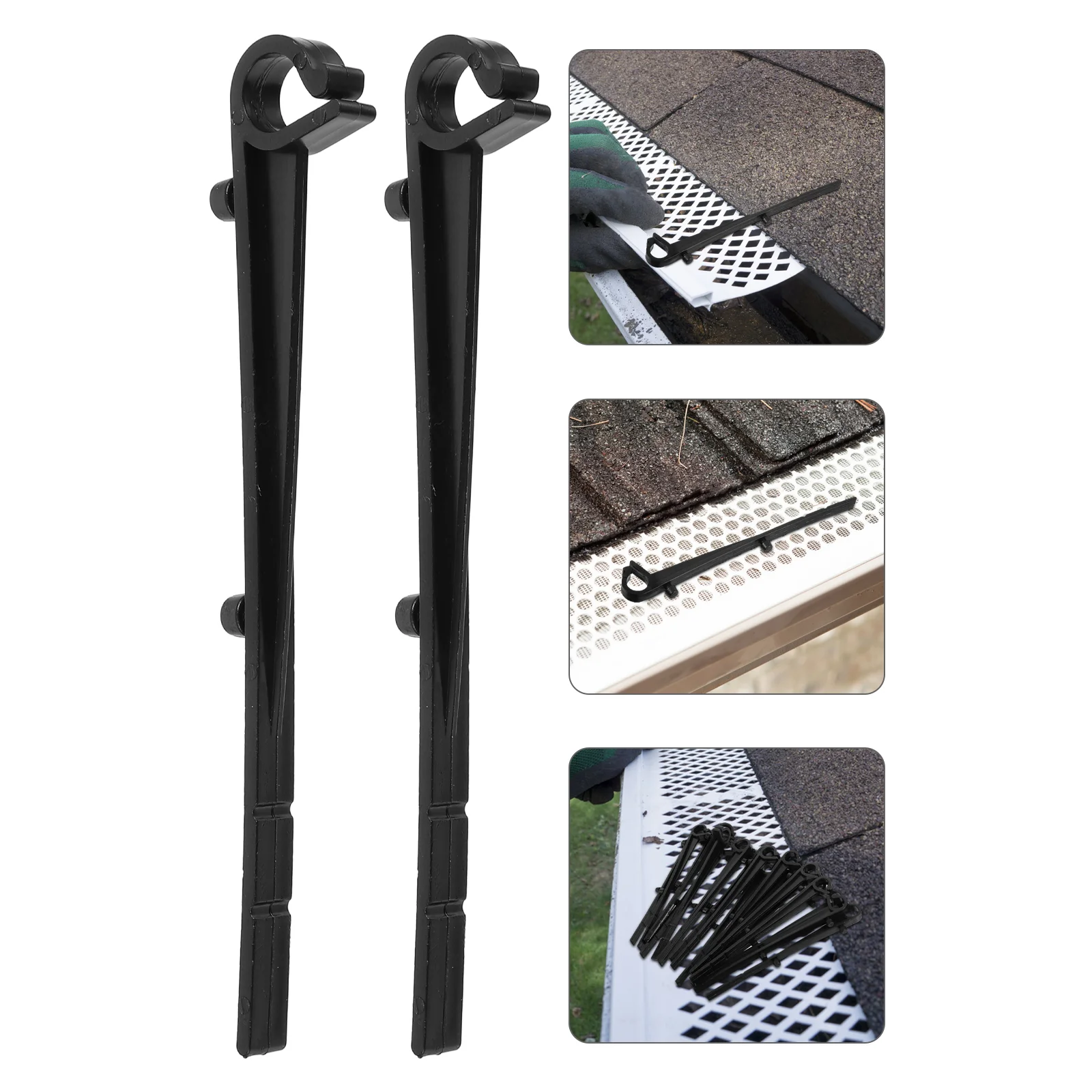 20pcs Filter Retaining Clips Black Straight Hook for Gutter Guard Mesh Screen Bracket Support Gutters Accessories