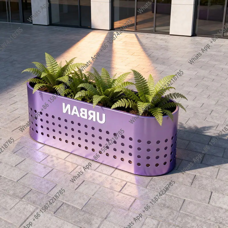 Metal flower box Outdoor courtyard Planting box Commercial area Municipal road engineering Garden green plant flower trough