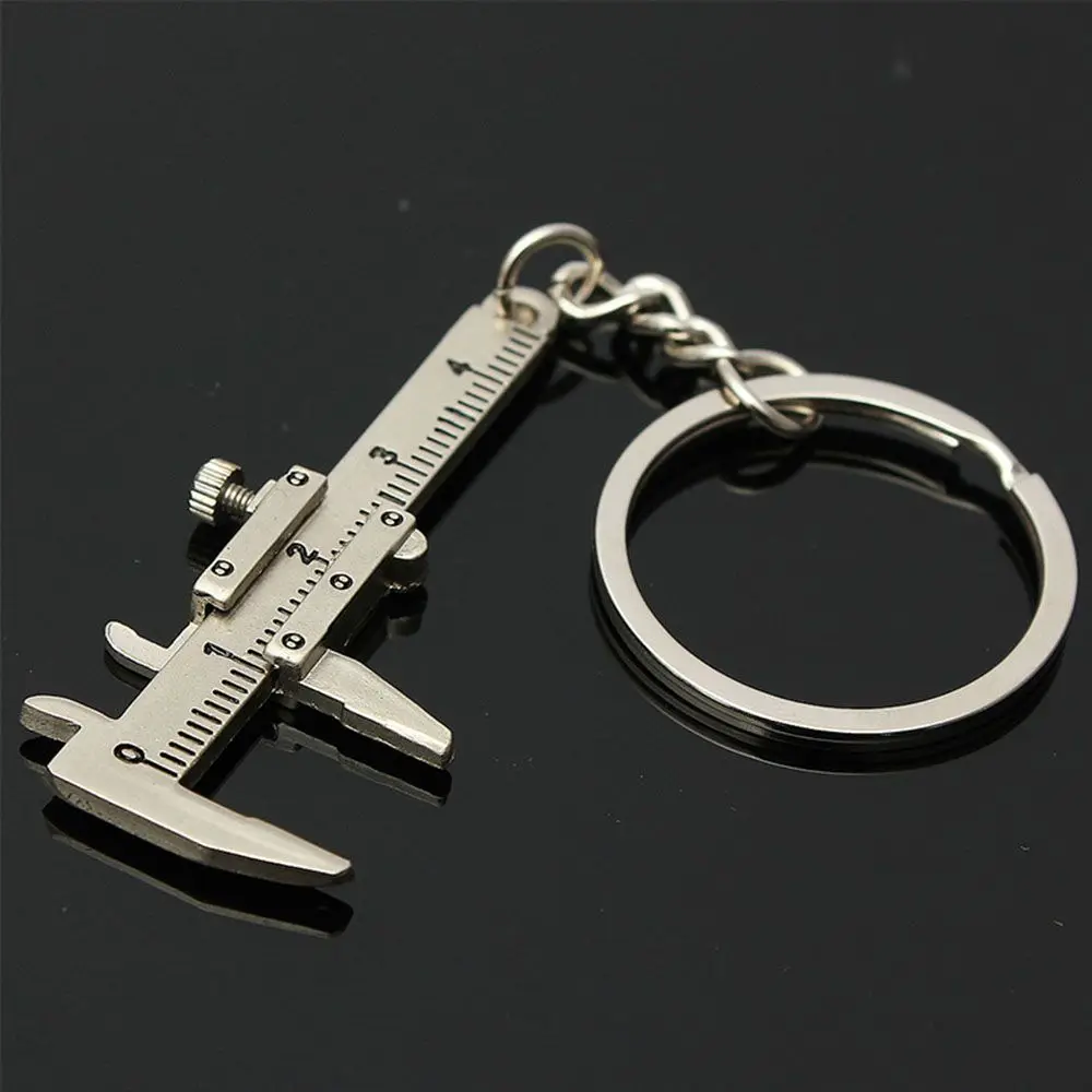 1 PCS High Quality Classic Silver 3D movable Vernier Caliper Ruler Model key chain keyring keyfob KeyChain Birthday Gift