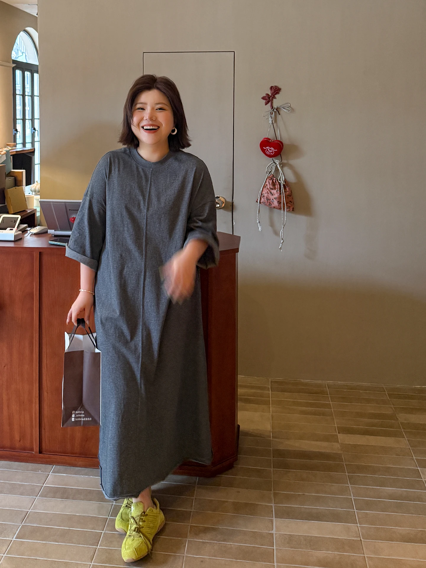 

Свободное хлопковое платье-футболка больших размеров для женщин весом более 200 фунтов, весенне-летнее, повседневное, длинное, в деревенском стиле