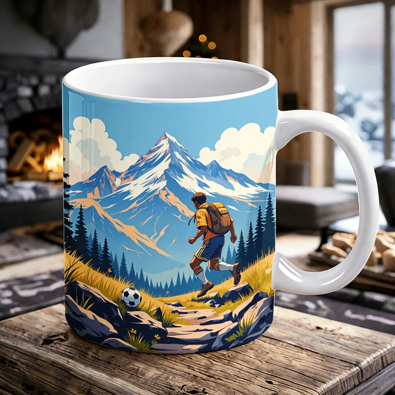 

Soccer Adventure in the Mountains Mug Coffee Cup Ceramic Cup with a bottle opener function of 2026 Major Football Event