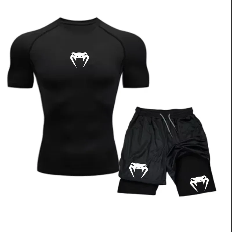 

Men's Muscle-Focused Gym Outfit, High Elastic T-Shirt and Shorts, Designed to Flatter and Highlight Your Physique