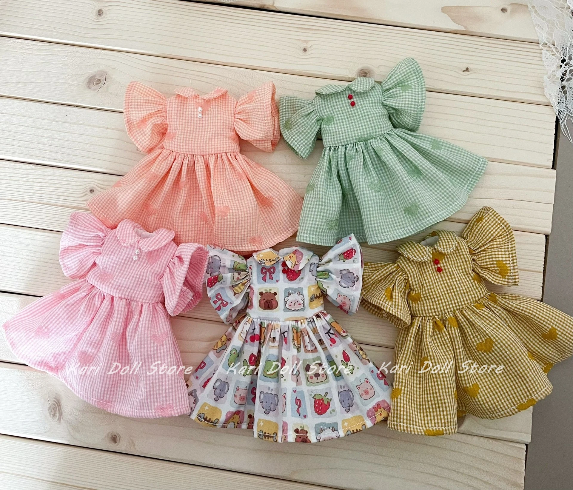 

2026 Kari Doll Clothes and skirts Colorful crewneck butterfly sleeve dress for Landazz Landoudou Doll