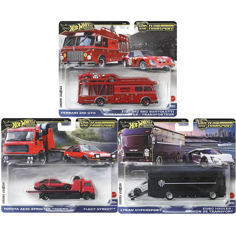 

Original Hot Wheels Premium Car Culture Team Transport Toys Boys 1/64 Diecast Ferrari Fiat Lykan Hauler Toyota AE86 Fleet Street
