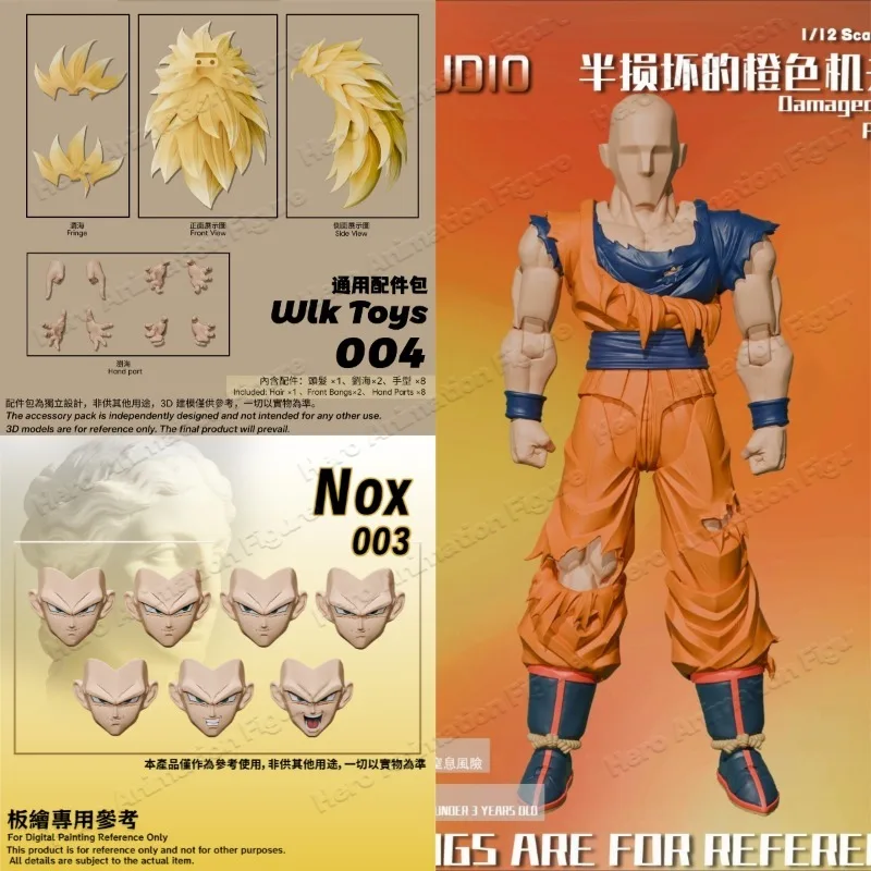 

Pre-sale NS Studio 004/005 Damaged Orange + Wlk Toy 004 SSJ3 Hair/Hands Set + Nox 003 1/12 Goku Head Sculpt (2 Versions)