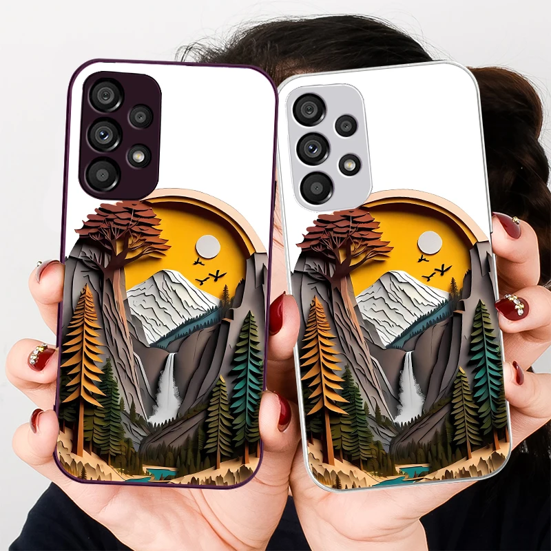 

Artistic Relief White For Samsung Galaxy S23 24 Plus S20 21 FE S25 Ultra A70 72 73 51 52 53 Tempered Glass Phone Case