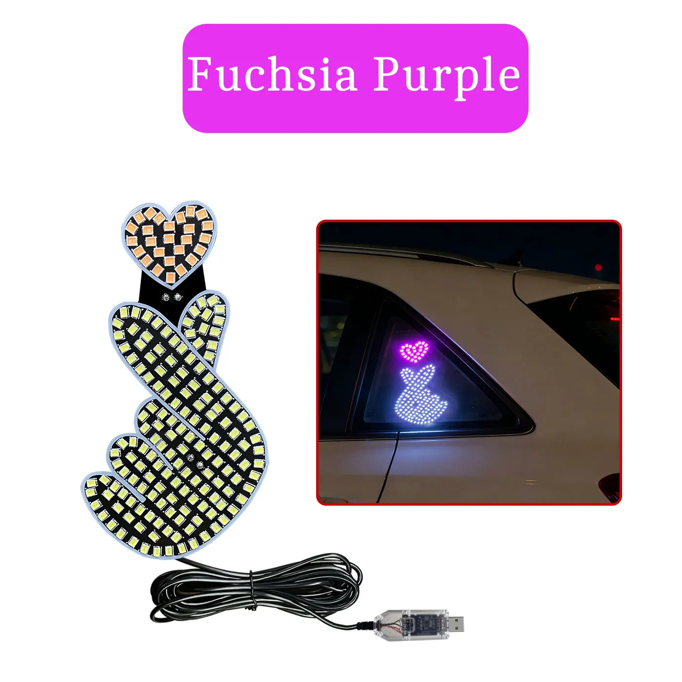 Car LED Window Lights Interior Decoration Lights Glowing hand heart gesture Atmosphere Car Neon Lights USB Wiring Car Decoration