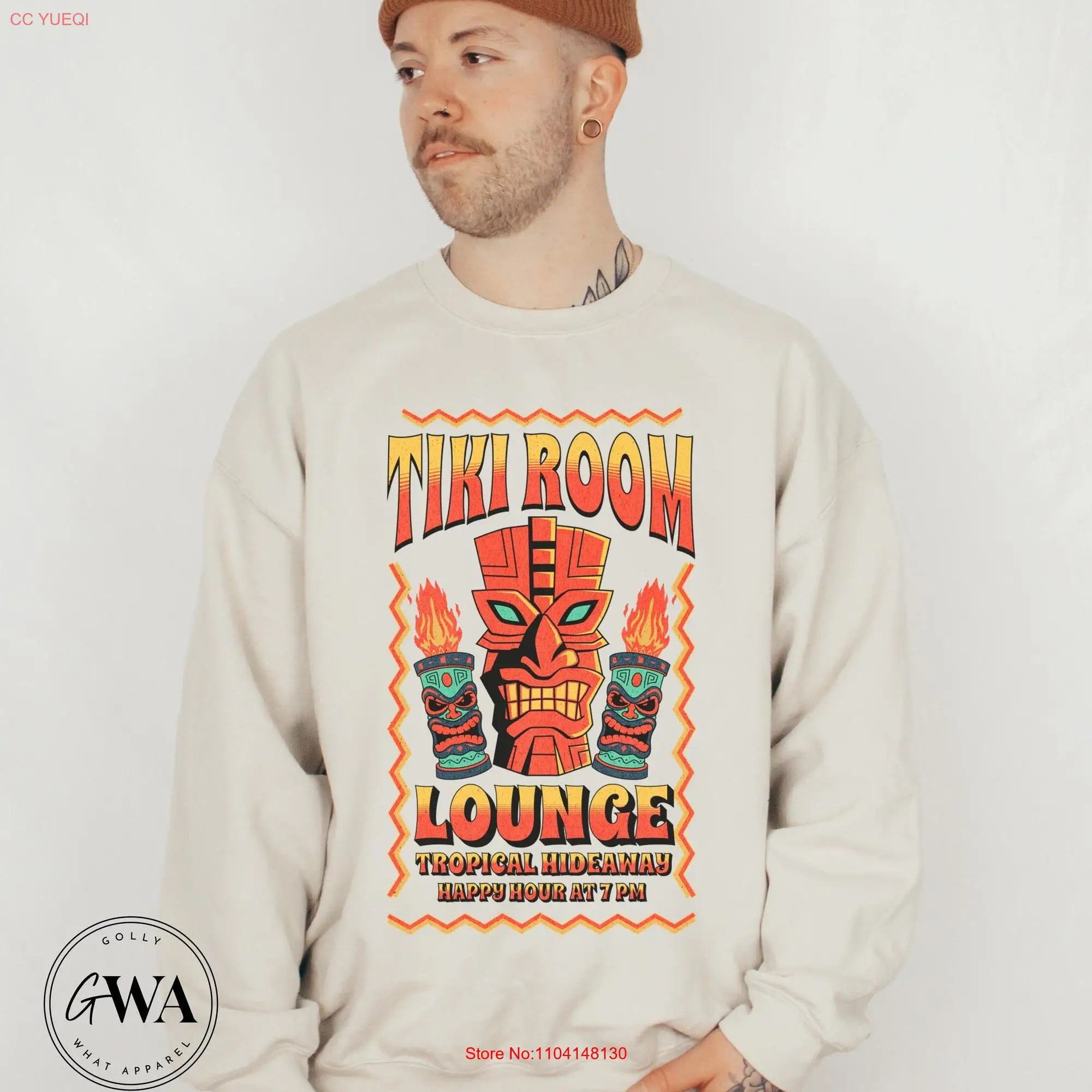 Tiki Room Lounge Tropical Hideaway Adult Crewneck SweaT T Shirt AS112 long or short sleeves