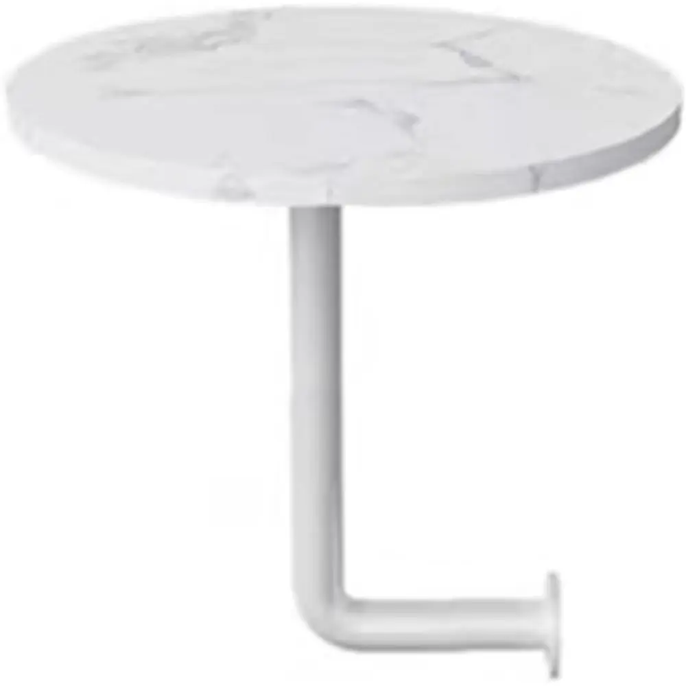

Wall-Mounted Coffee Table, Dining Table, Floating Desk, Round Desk, Small Workbench for Kitchen, Office, or Cake Store (White, 3
