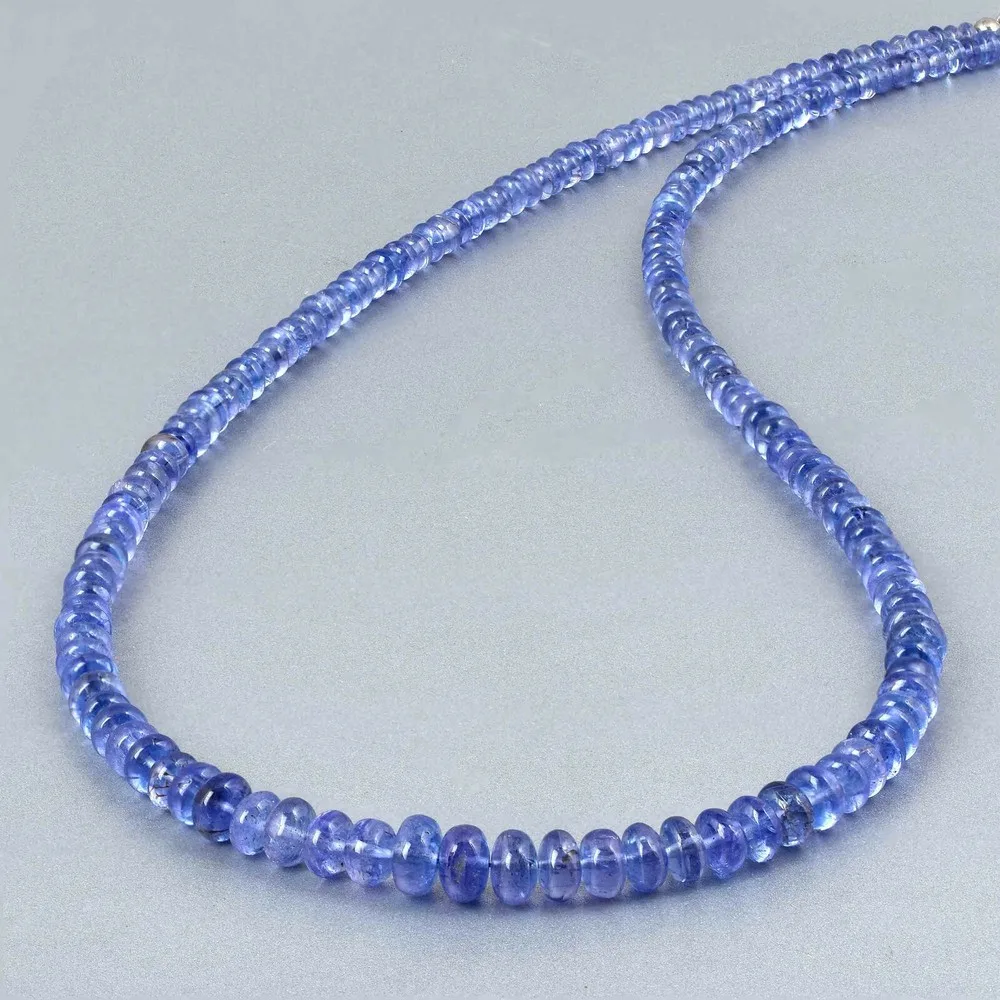 AAA Tanzanite Gemstone Rondelle Beads Strand Handmade Necklace Women Jewelry 2