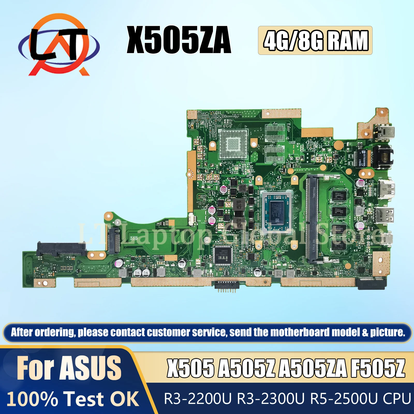 

X505ZA Mainboard For Asus Vivobook 15 X505 A505Z A505ZA F505Z Laptop Motherboard With R3-2200U R3-2300U R5-2500U 4G/8G-RAM