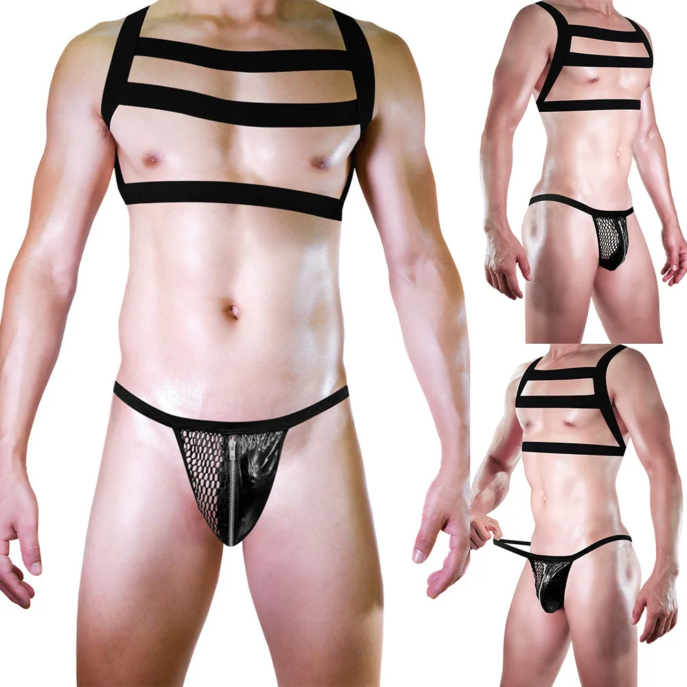 

Mens Body Chest Harness Underclothes Elastic Role Play Club Wear Male Bikini Bottom Underwear Costume Мужские Стринги