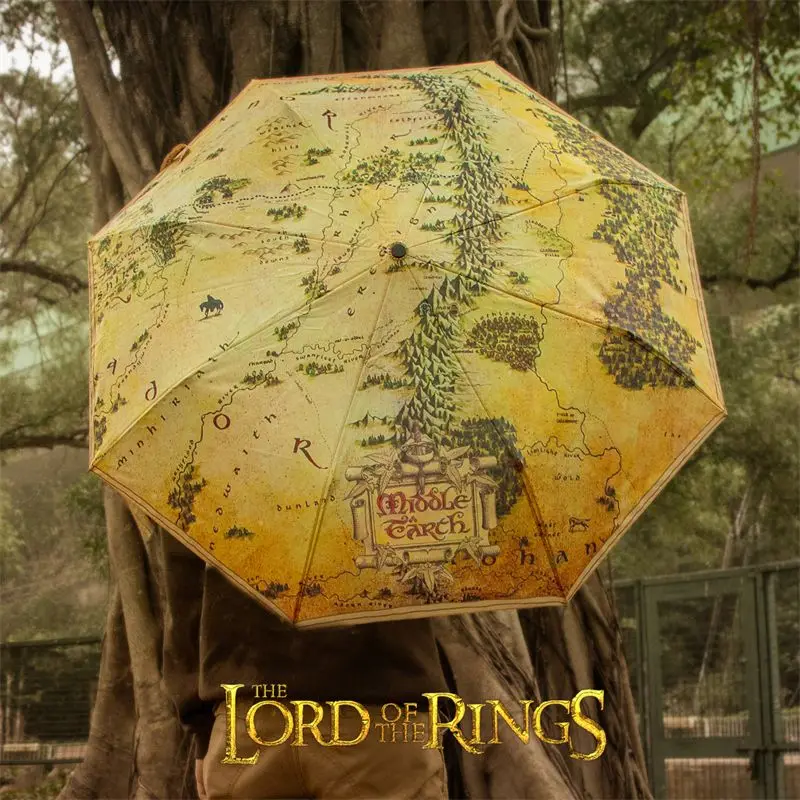 

2026 New The Lord of the Rings Middle-earth Map Umbrella Short Handle Automatic Folding Umbrella Anime Peripheral Sun Umbrella