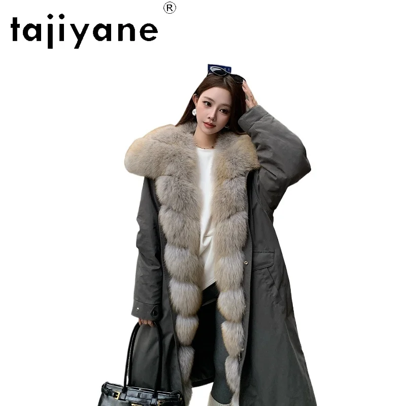 

Пуховик TAJIYANE из 90% белого гусиного пуха с воротником из меха лисы, премиум-класса, женская зимняя одежда 2026