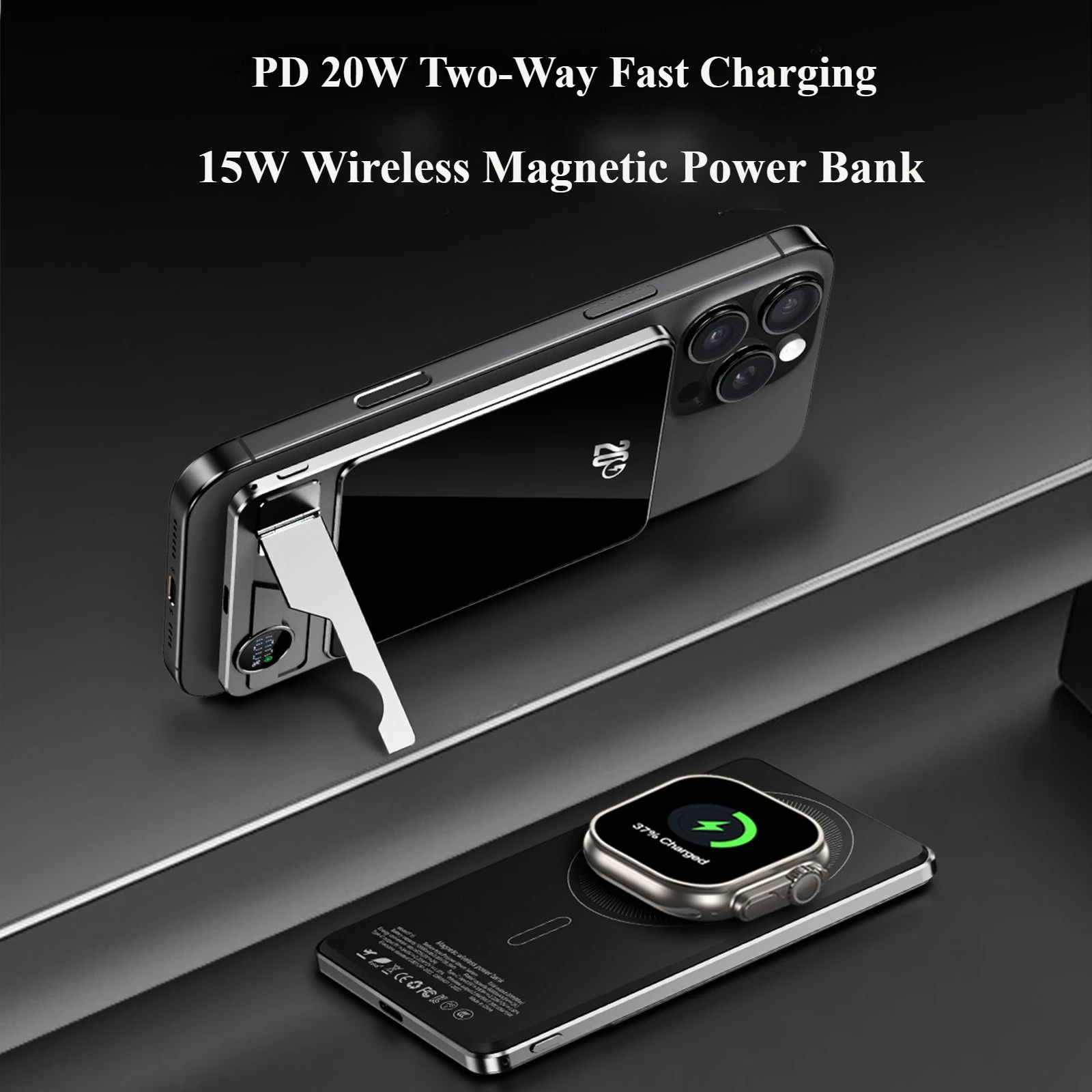 Ultra-Thin 10000mAh Magnetic Power Bank 20W Portable Wireless Fast Charger For iPhone 15 14 13 12 11 Backup battery For Magsafe