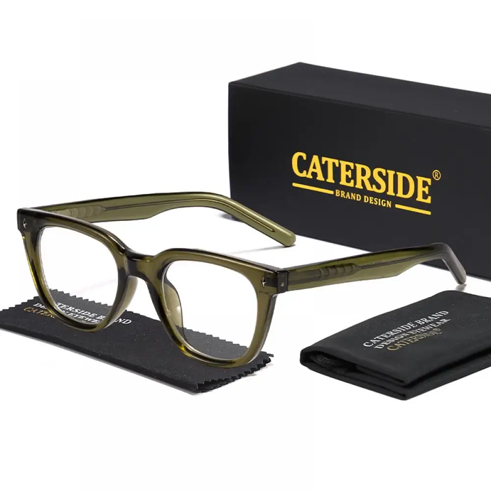 CATERSIDE Modische Anti-Blaulicht-Brille für Damen und Herren, Zellulose-Propionat-Bügelspitzen, Tr-90 Quadratischer Retro-Brillenrahmen – Detail 13