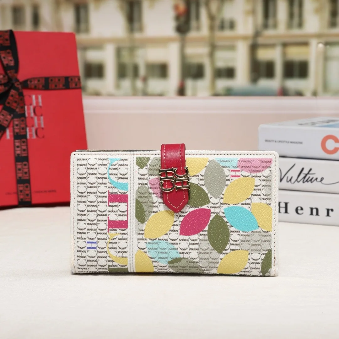 CH High Quality European and American Fashion Women's Wallet Coin Card Bag Large Capacity Buckle Flip Cover New Women's Wallet