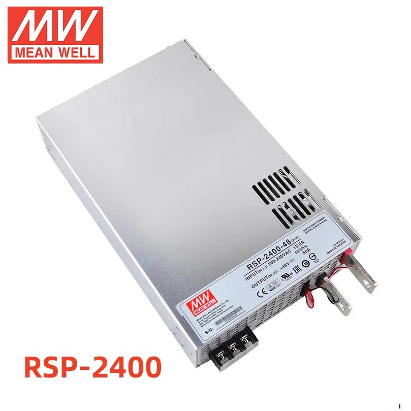 

MEAN WELL RSP-2400 PFC SMPS Регулируемый параллельный импульсный источник питания 220 В до 12 В переменного тока, трансформатор постоянного тока 2400 Вт, 24 В, 48 В, Светодиодная лента 50 А