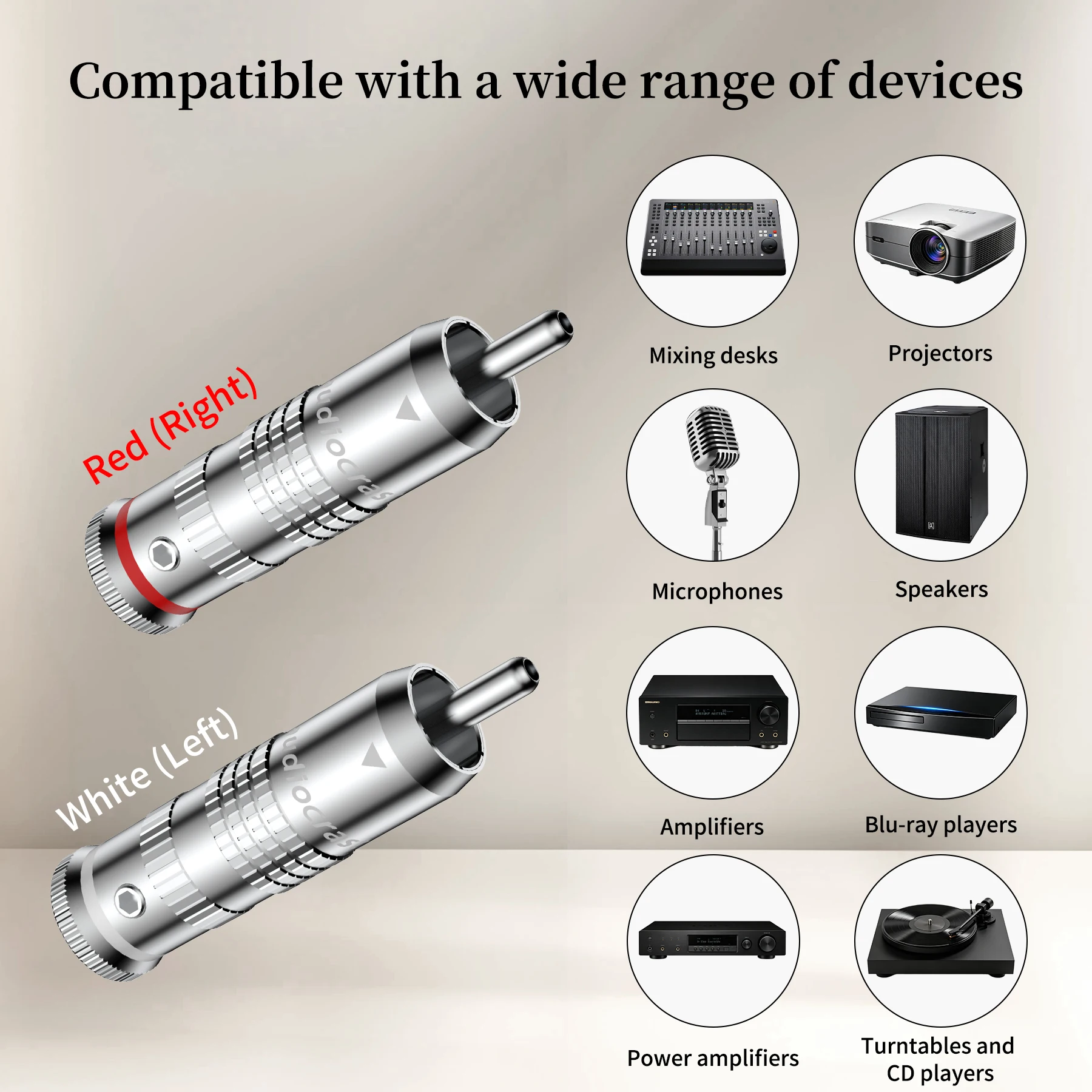 Audiocrast 4PCS Silver Plated RCA Plug Jack HiFi Audio Terminal Connector For Amplifier CD DVD DIY Audio Interconnect Cable Plug