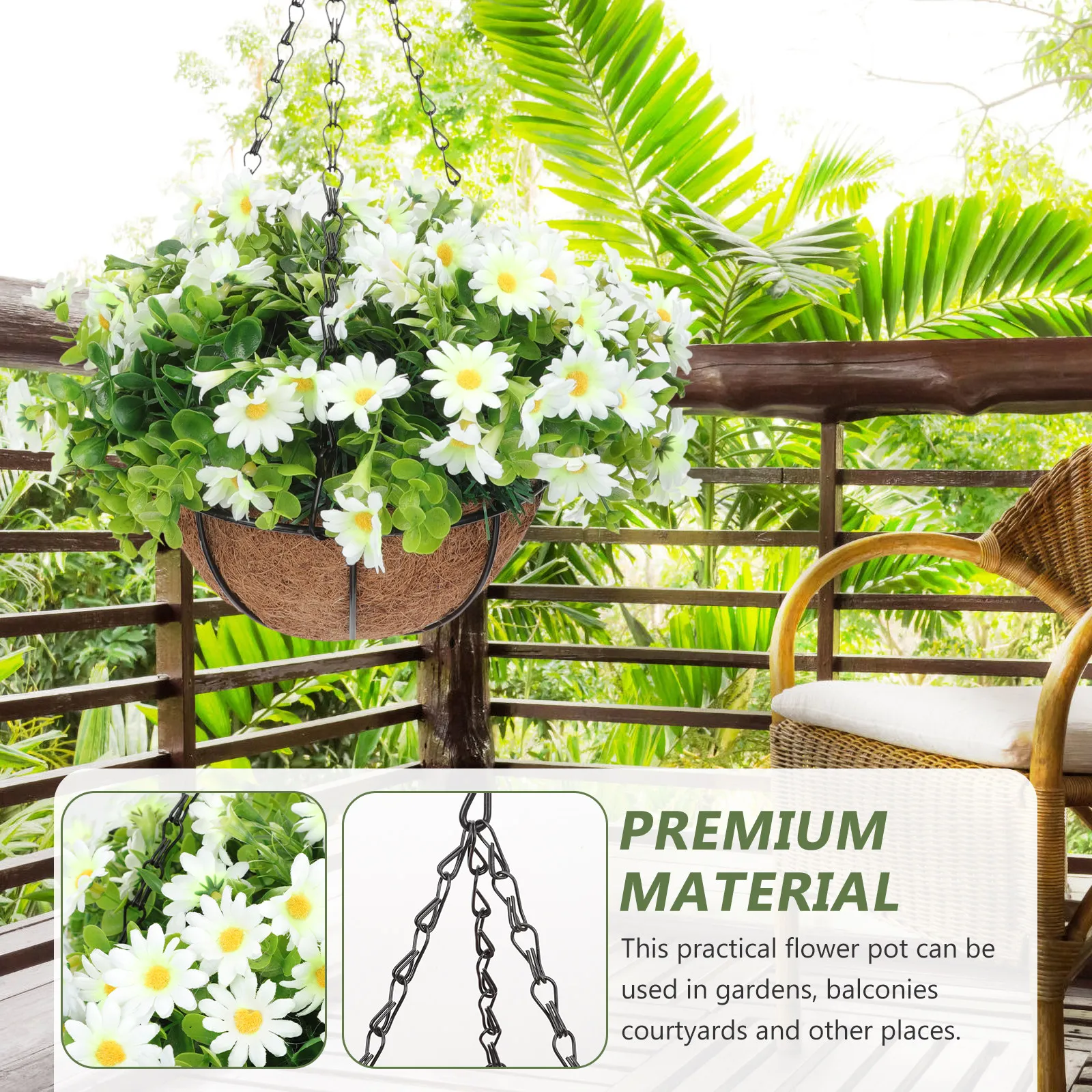 

Подвесная корзина с искусственными цветами: высококачественный натуральный декор для дома и сада, украшение для террасы