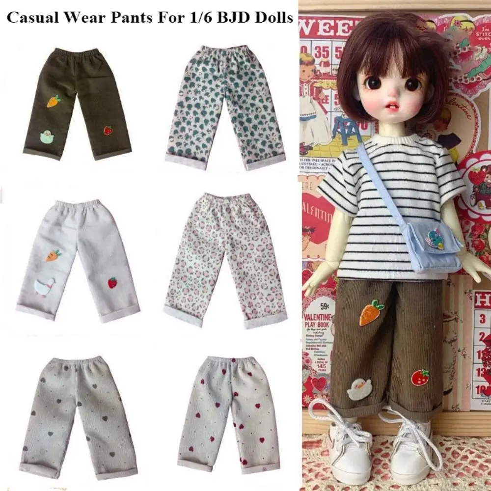 Handmade Striped Pants Fashion Casual Wear Wide Leg Pants DIY Accessories Cute Leopard Print Clothes for 1/6 BJD 30cm Dolls