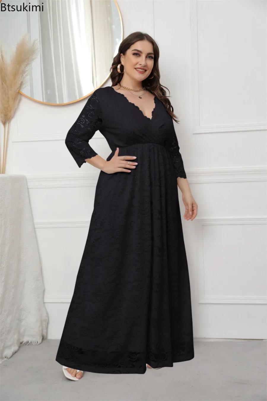 2024 damska Plus Size elegancka koronka wiosenna jesienna sukienka wieczorowa klubowa damska wąska dopasowana sukienka dla grubych kobiet 5XL