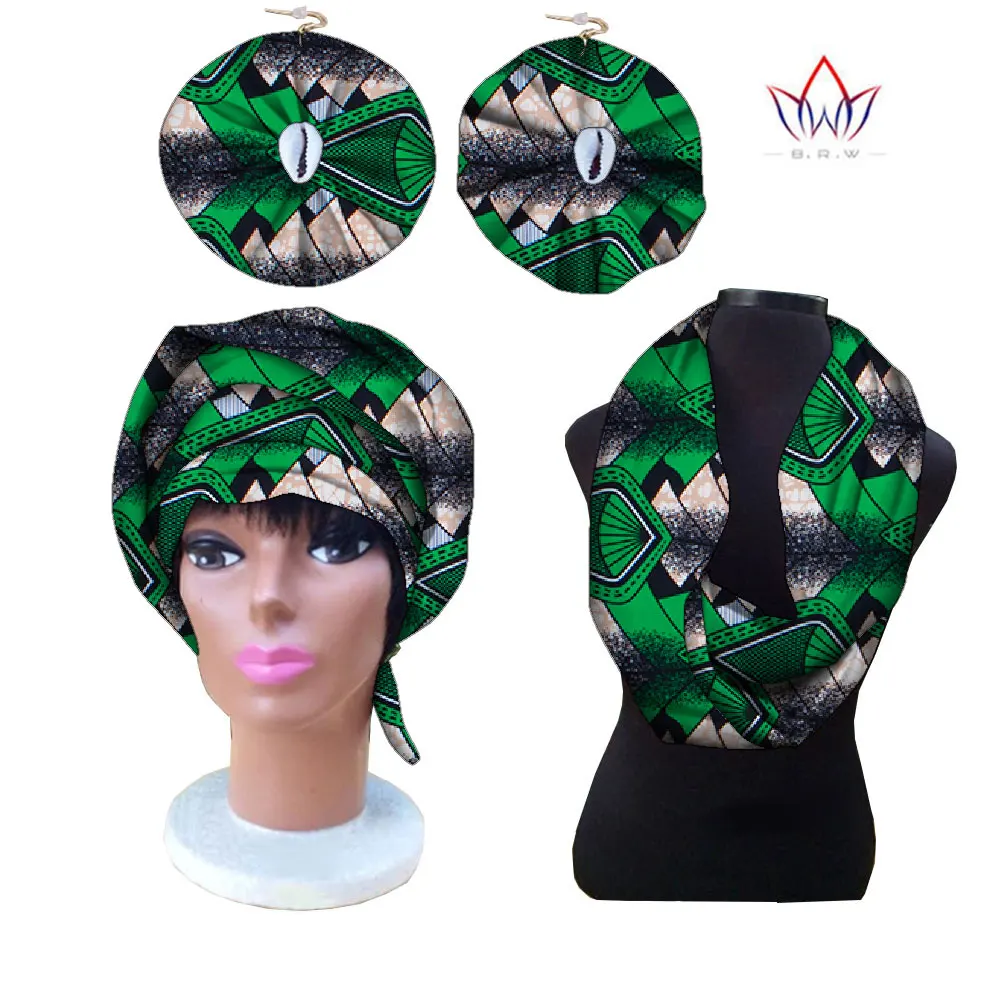 2023 African Headscaft Ankara Earrings Scaft Set African Matching Headcaft Africa Wax Print Cotton Earrings Nigeria WYB108