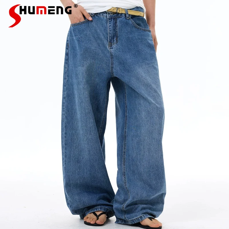 Calças Jeans Wide-leg de Alta Qualidade para Homens e Mulheres, Coleção Verão 2026, Estilosas e Modernas, com Bolsos Decorativos