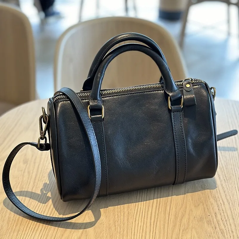 Johnature 2024 autunno nuova borsa da donna in vera pelle casual tinta unita borsa versatile borse a tracolla di grande capacità