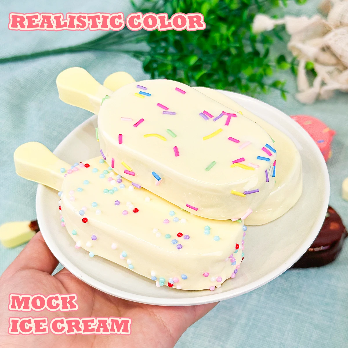 3 قطعة/المصاصة الشوكولاته واقعية الملونة محاكاة الآيس كريم الحلوى وهمية لعبة الجليد اسكيمو لطيف الاصطناعي وهمية الغذاء هدية عيد ميلاد