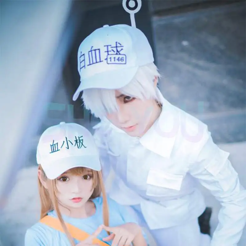 Zellen Bei der Arbeit Neutrophil Uniformen Hut Requisiten Anime Hataraku Saibou Weiß Blut Zelle Outfits Kappe Cosplay Kostüm Zubehör