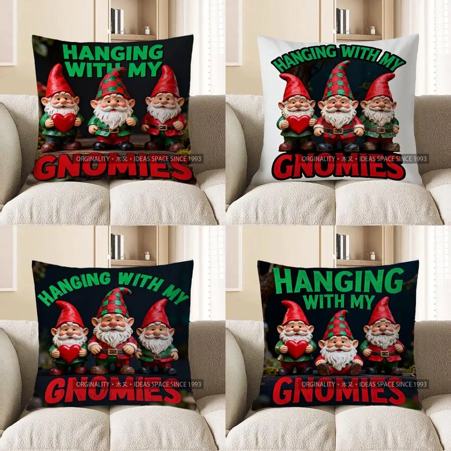 

Висит с моими гномами, Рождественский декор, наволочка с рисунком, подходит для дивана, спальни, автомобиля, наволочка