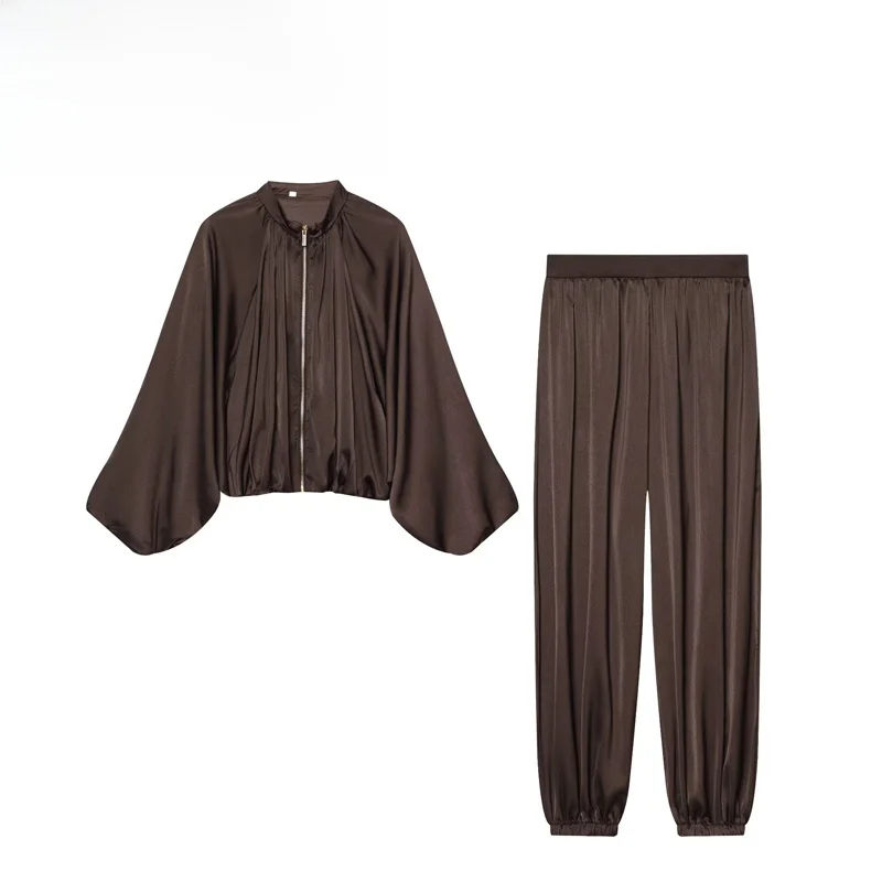 Fashionable Lantern Pants Jacket Set Women's Clothing Bubble Sleeve High Waist Spring Summer Collection Chinese Brand