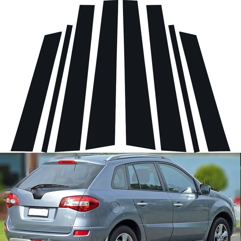 Fit For Renault Koleos QM5 2007-2010 2011 2012 2013 2014 2015 2016 Gloss Black Pillar Posts Door Trim Window Sticker Cover