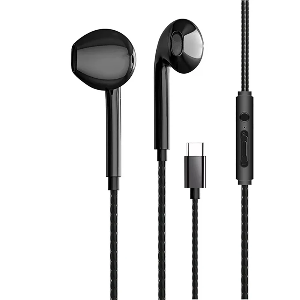 유형 C 유선 이어폰 이어폰 헤드셋 게임 3.5mm 유선 헤드폰(마이크 포함) 베이스 스테레오 이어버드 휴대폰용 인라인 제어