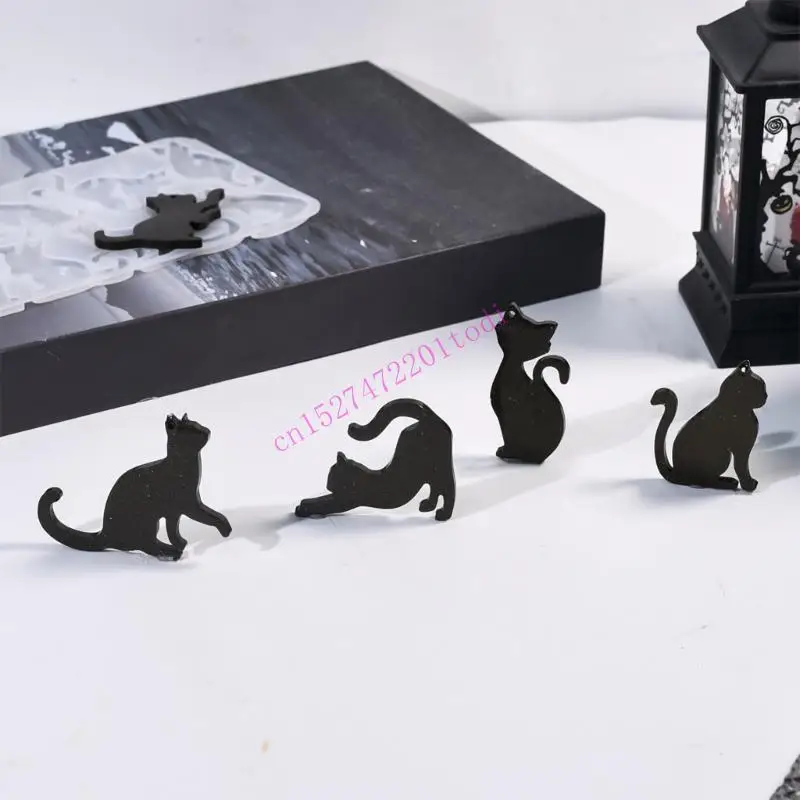 M76B Sturdy 8 Cavity Silicone Cats Pendant Mold Accessory Mold For Crafting Smooth And Stylish Crystal Resin Charm